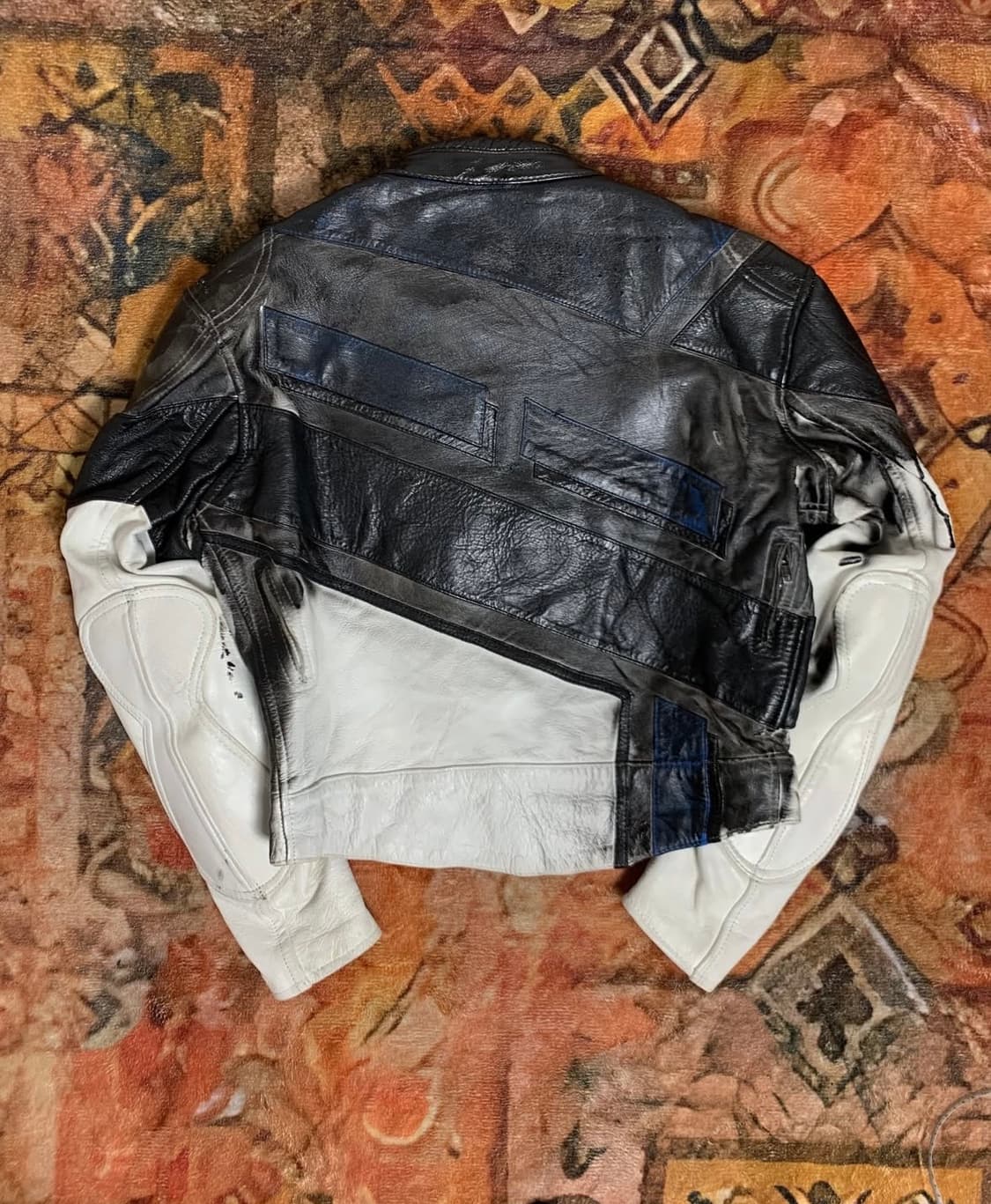 AGV 크롭 투톤 리얼레더자켓 상품이미지2