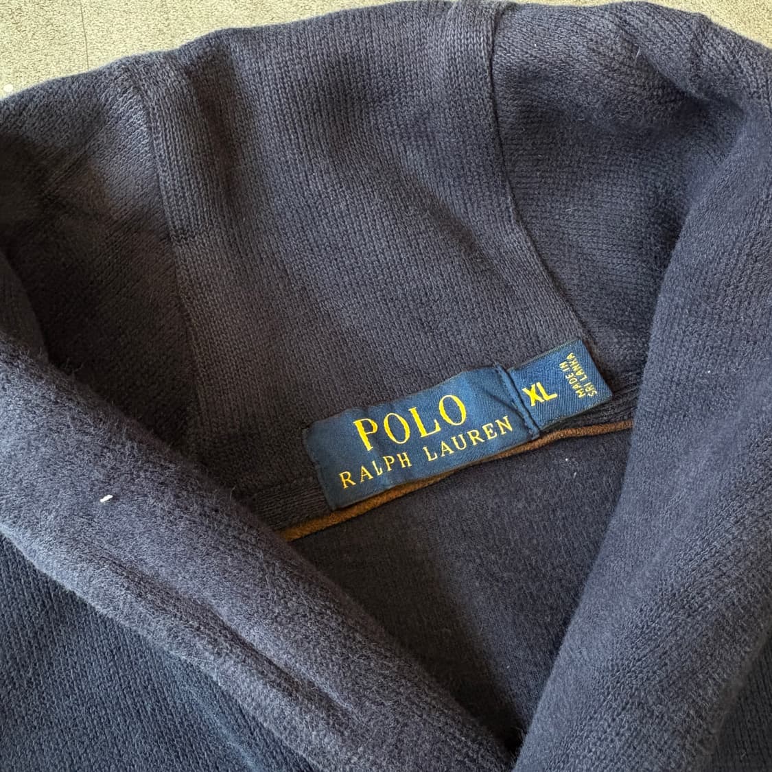 폴로 네이비 코튼 숄카라 엘보우 패치 니트 상품이미지5