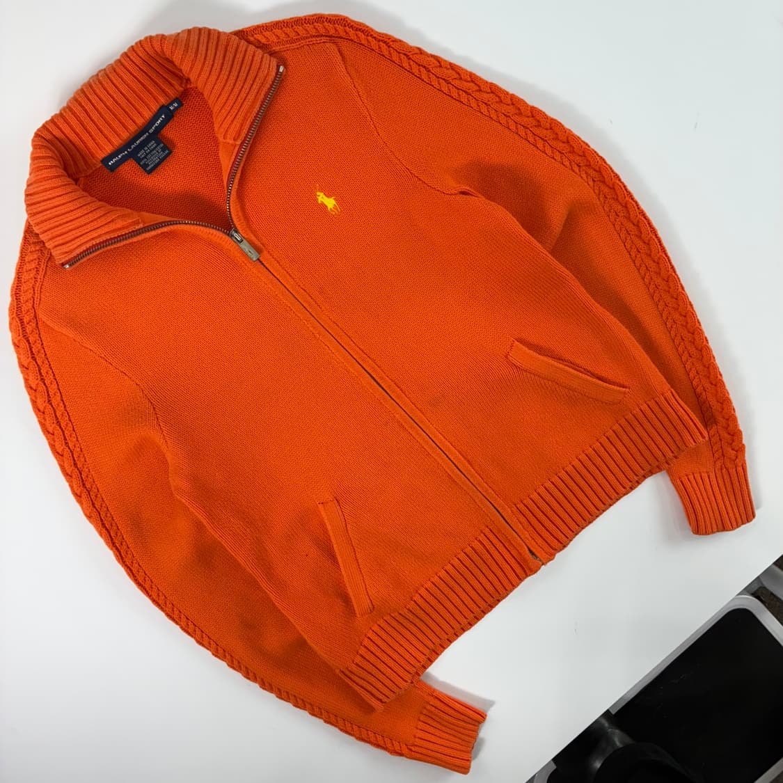 Polo  랄프로렌 스포츠 자수 코튼 오렌지 니트 집업  상품이미지2