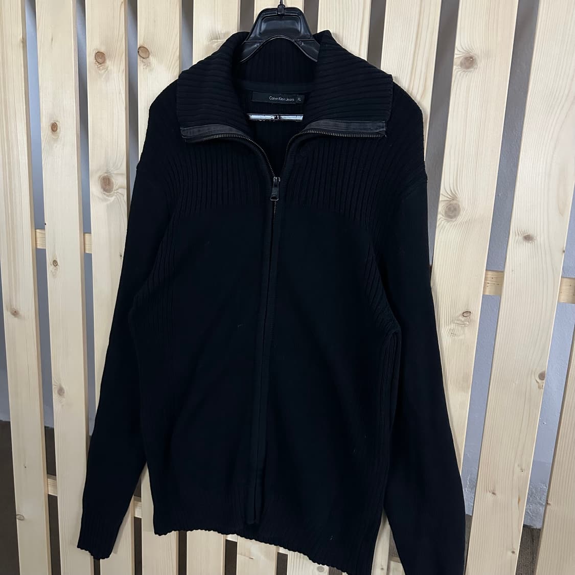 (L) 캘빈클라인 블랙 니트 집업 상품이미지2