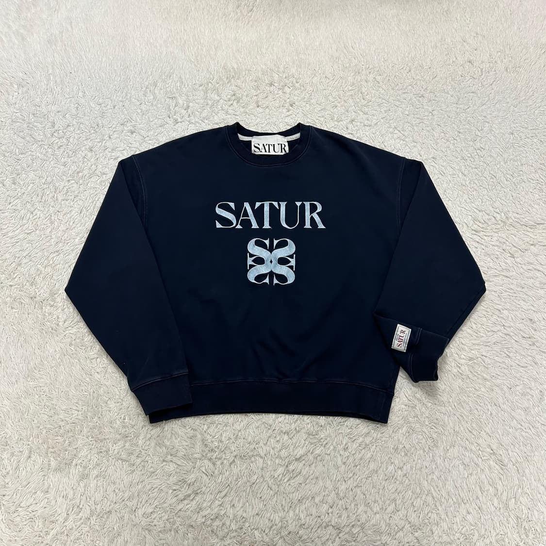 SATUR navy classic logo sweatshirt  상품이미지4