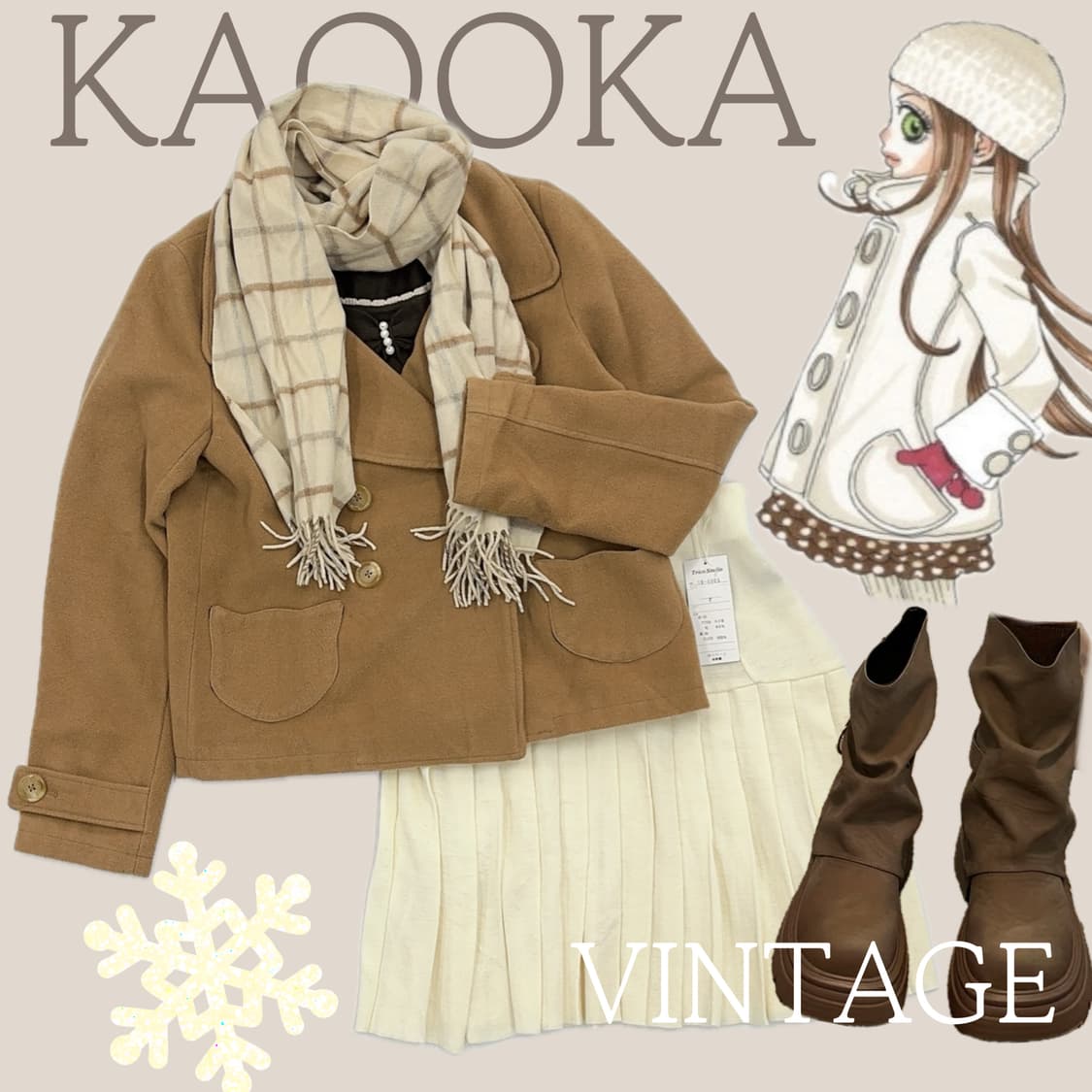 🤎슈슈룬 쇼콜라 반코트 코디세트🤎 니트 목도리 리본 라떼갸루 러블리  상품이미지1