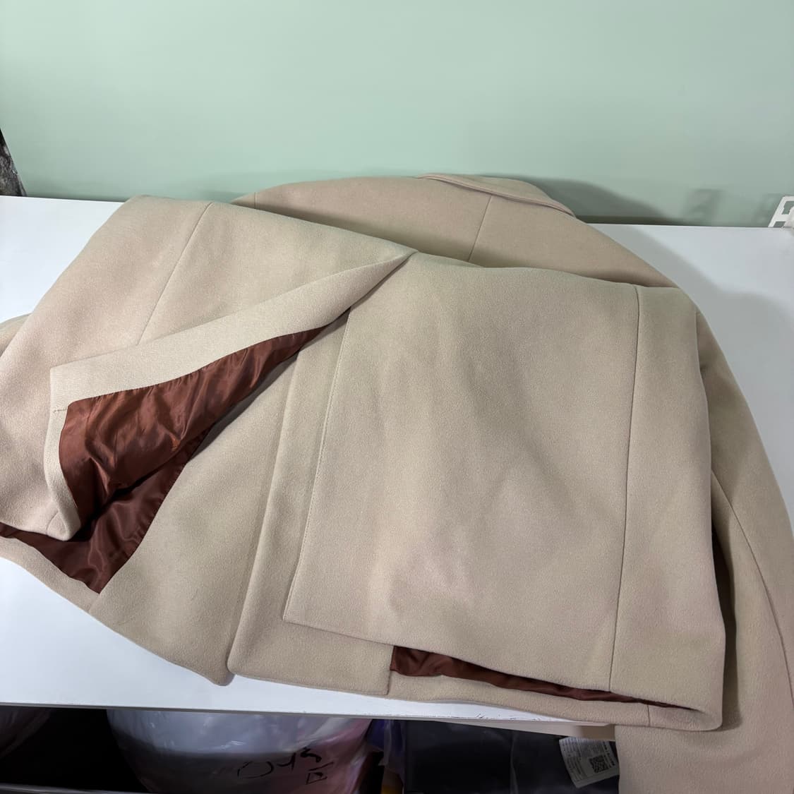 110 XL 지크 SIEG 라이트베이지 캐시미어블렌디드 싱글롱코트 상품이미지4