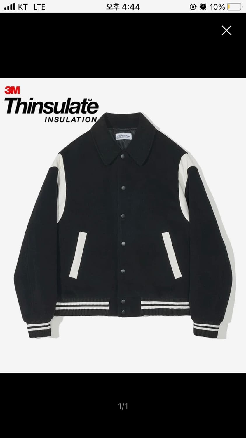 [L]파르티멘토 3M 신슐레이트 멜톤 바시티 자켓 블랙 상품이미지1