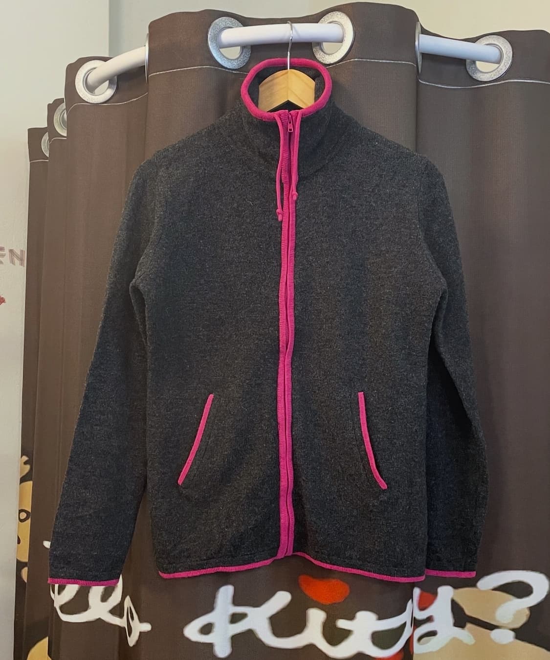 차콜 핑크트리밍 울집업 [무배] 상품이미지4