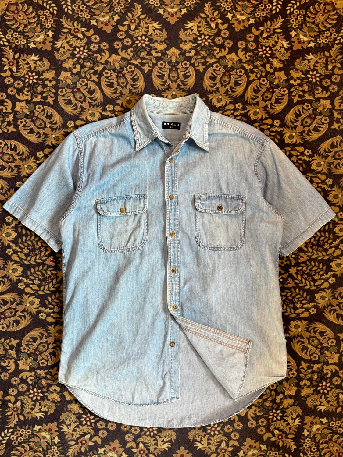 90s 올드 유니클로 데님 하프셔츠 상품이미지1