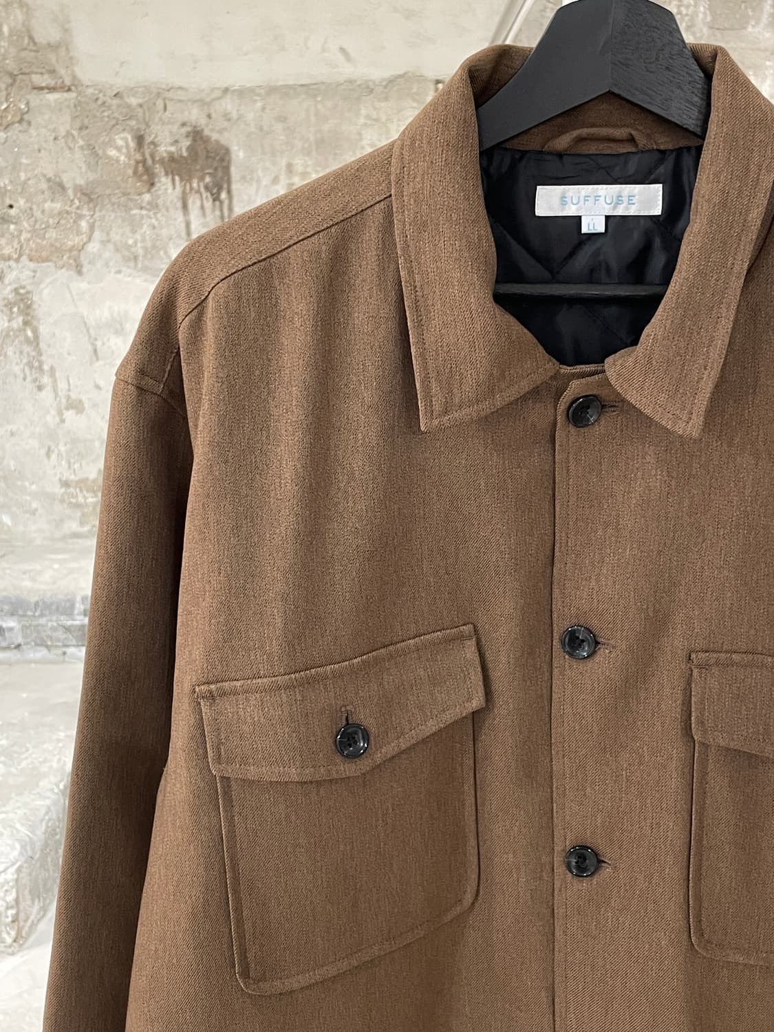 서퓨즈 브라운 체스트 포켓 라이닝 폴리에스터 셔츠 자켓 상품이미지2