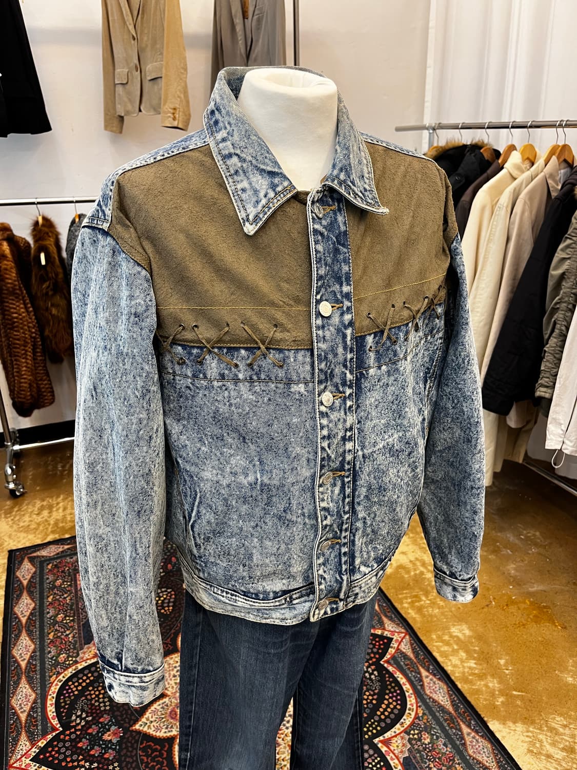 BOBSON 스웨이드 패널 데님 자켓 상품이미지1