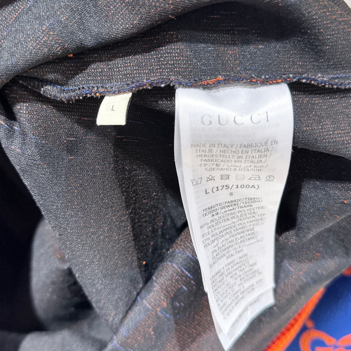 (S/L) / 구찌 GG 자카드 코튼 폴로 반팔 셔츠 블루 오렌지 상품이미지6