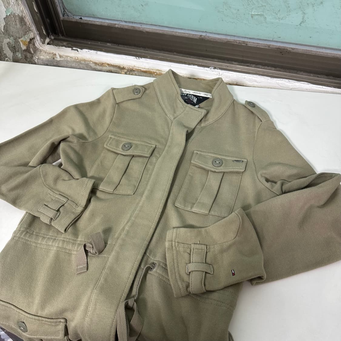 우먼L 타미힐피거 데님 베이지 허리스트링 스웻 야상자켓 상품이미지2