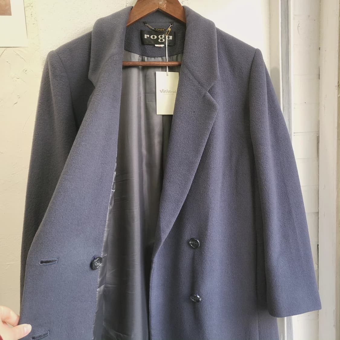 Roga 울캐시미어 차콜블루 여성 롱코트 상품이미지4