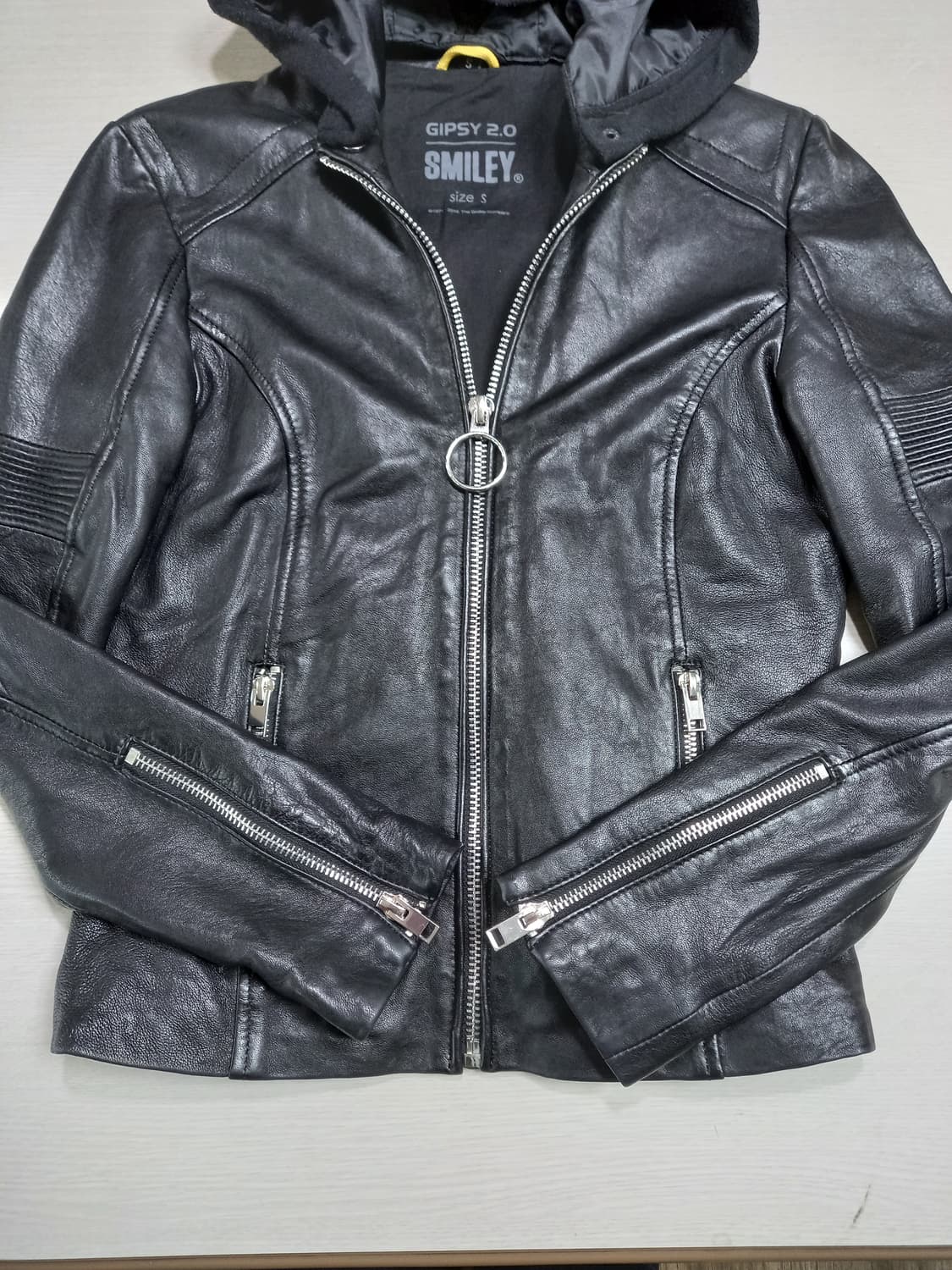 85-90 GIPSY+SMILEY 양가죽 라이더 자켓 블랙 M-09 상품이미지3