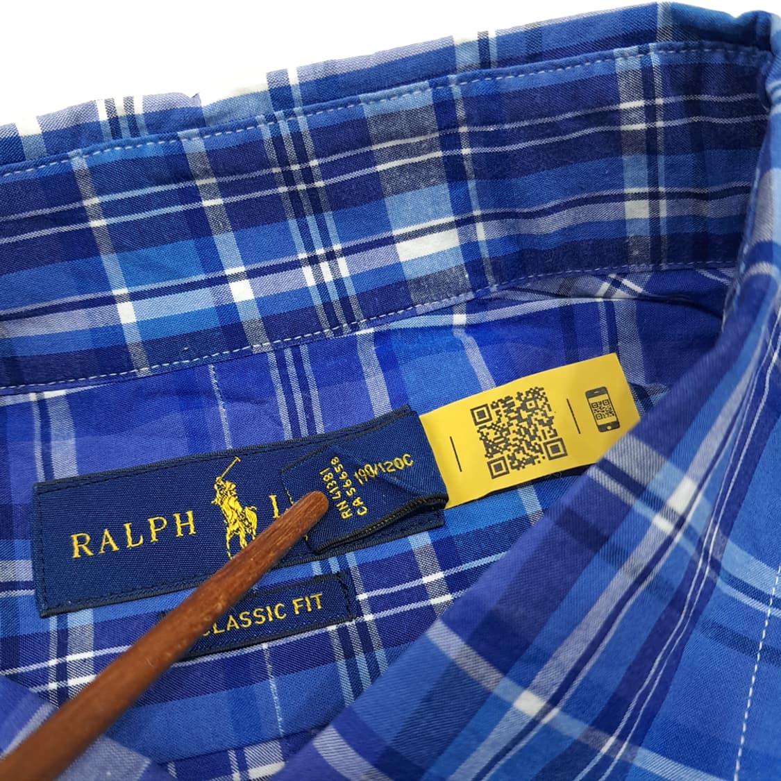 CL594 2XL 폴로 코튼 QR 블루 매드라스 체크 셔츠 남방 상품이미지4