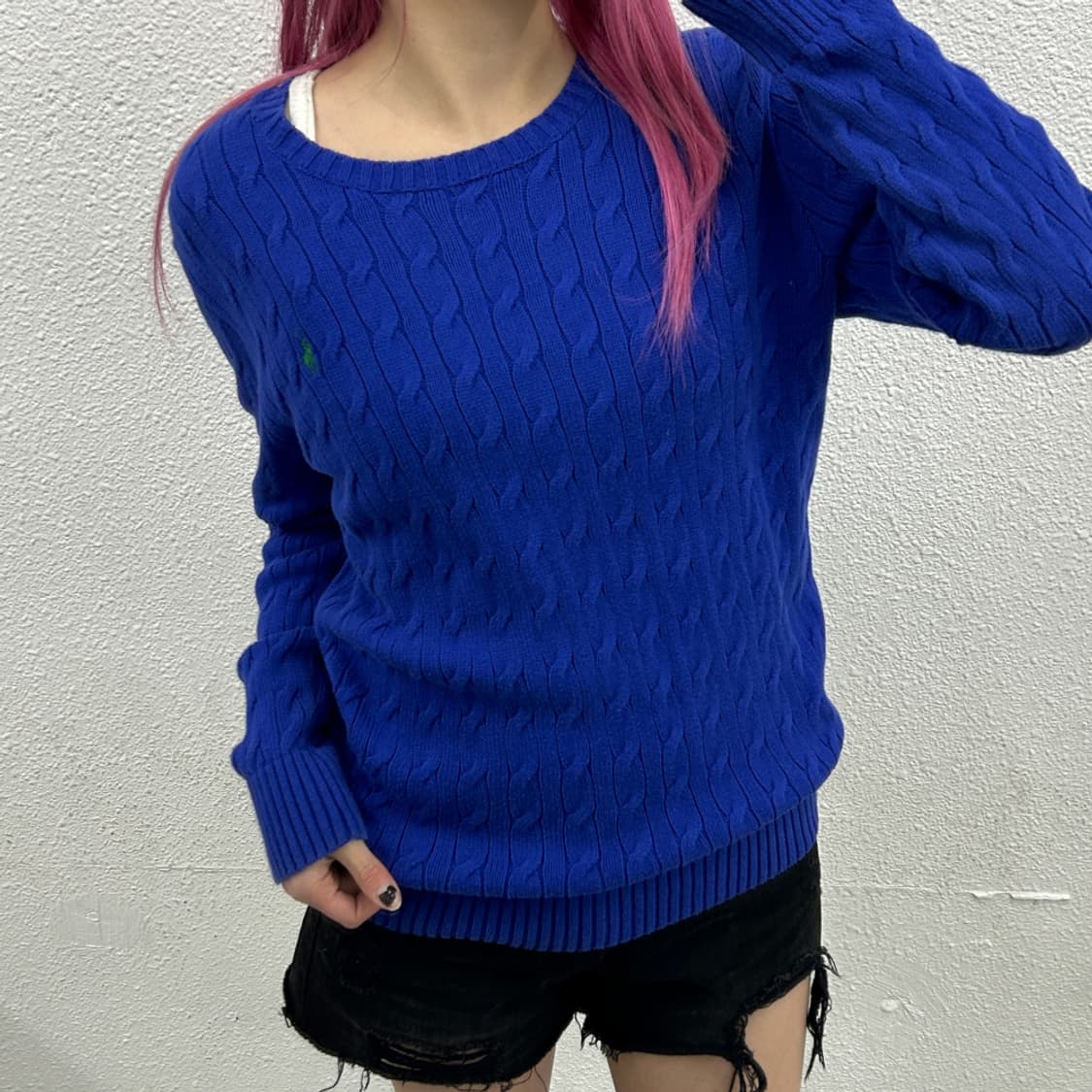폴로 랄프로렌 그린포니 블루 꽈배기 니트 XL 상품이미지1