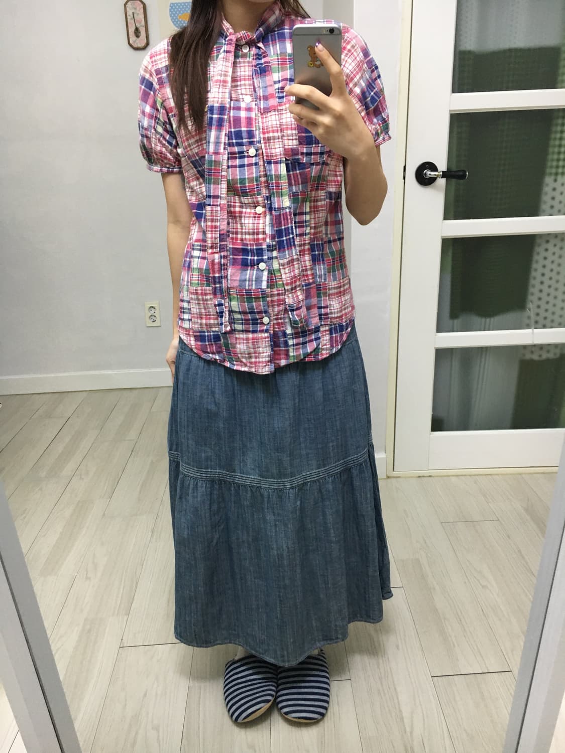 체크 타이 패치워크 셔츠 상품이미지2