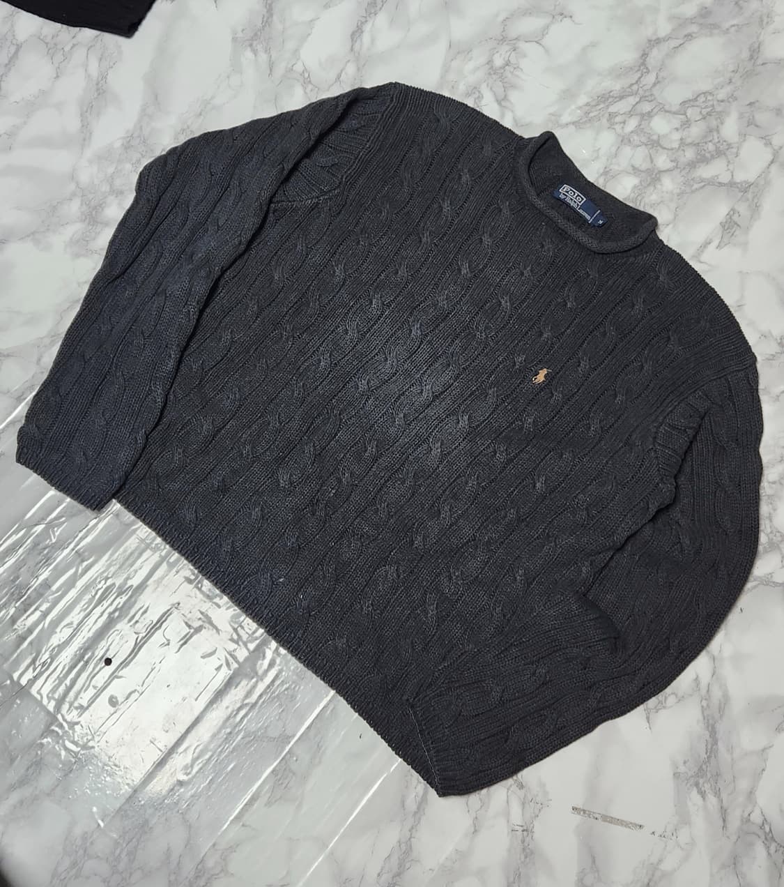 폴로 랄프로렌 꽈배기 차콜 오버핏 니트 상품이미지2