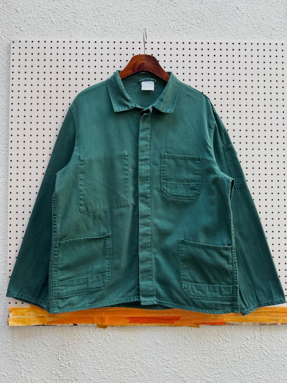 1980s FRENCH SAGE GREEN HBT 헤링본 프렌치워크자켓 상품이미지1