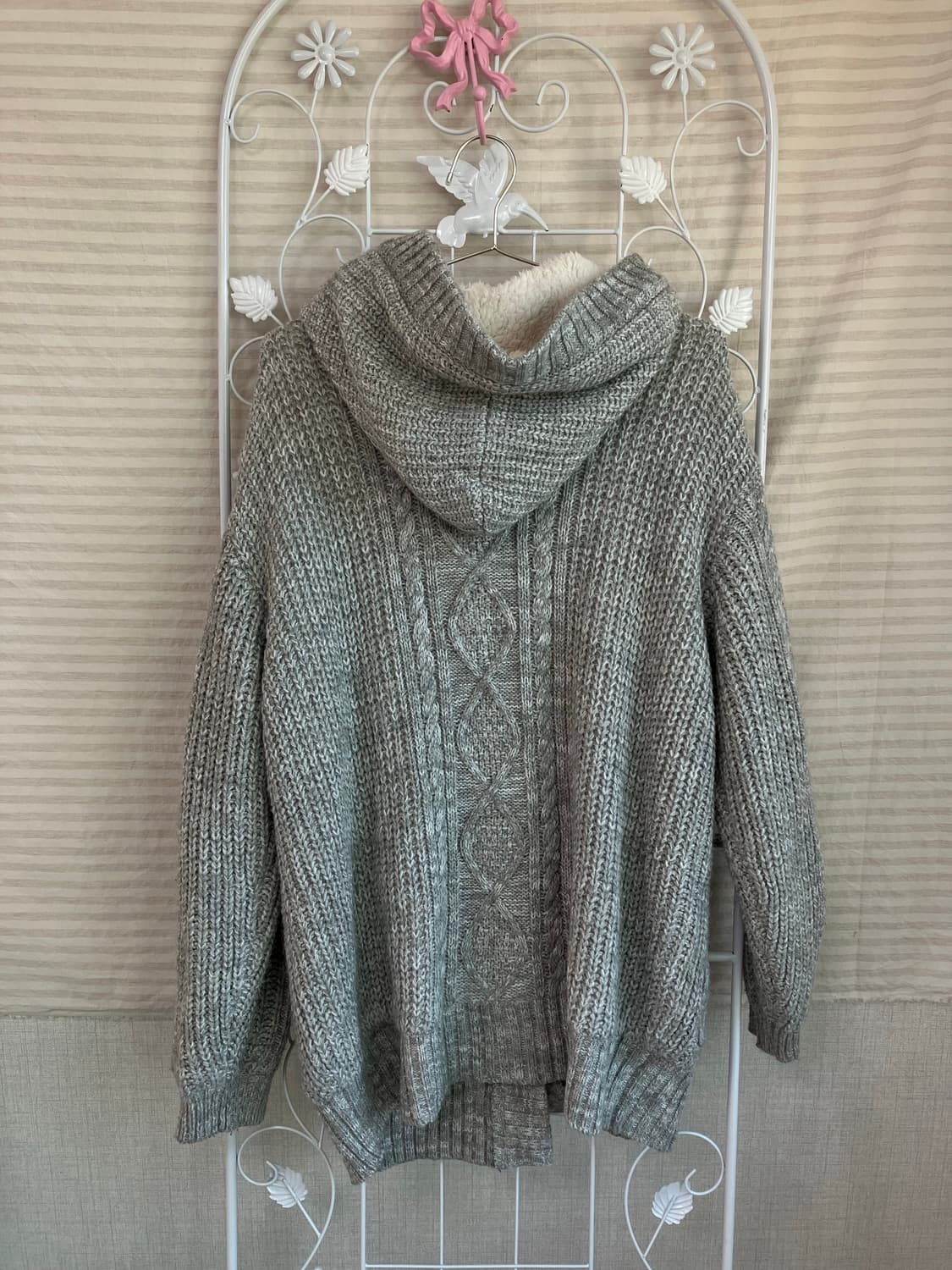 빈티지 그레이 후드 기모 니트 y2k 스트릿 갸루 펑키 일본빈티지 상품이미지2