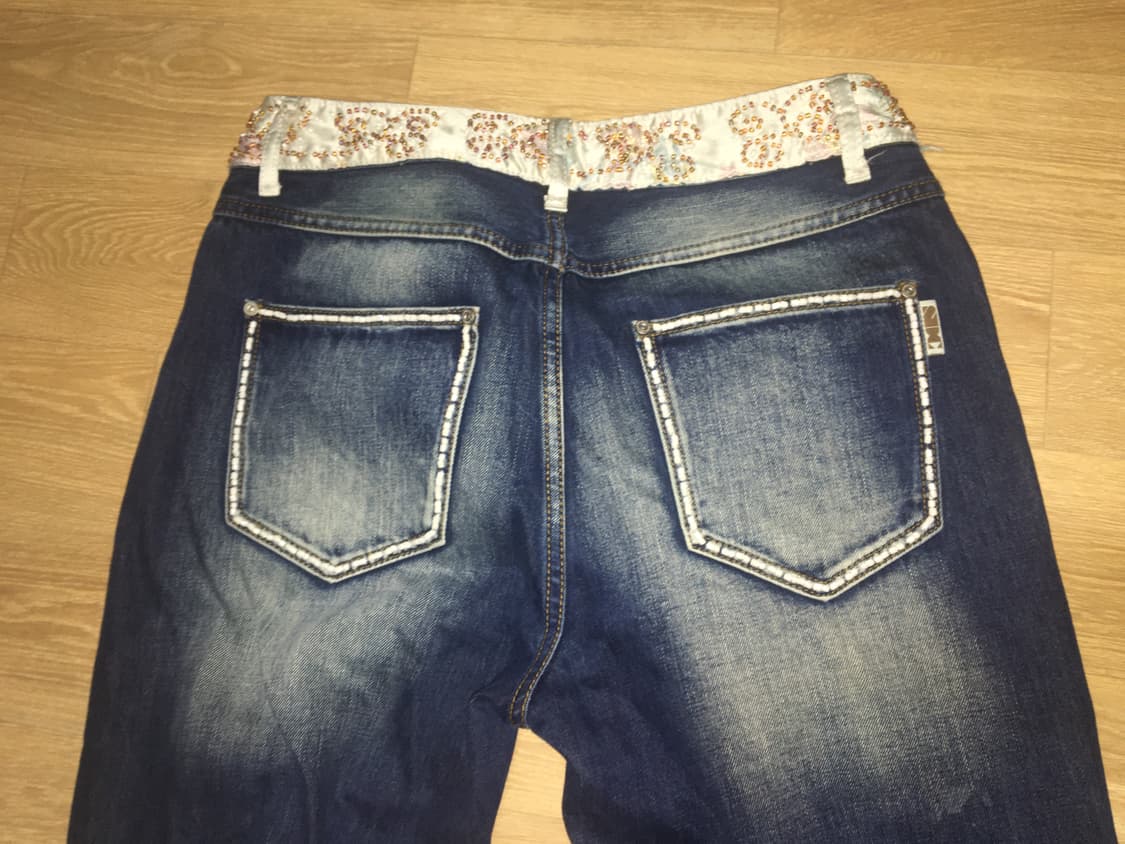스컬프터Beaded Waist Denim Pants Indigo Blue 상품이미지4
