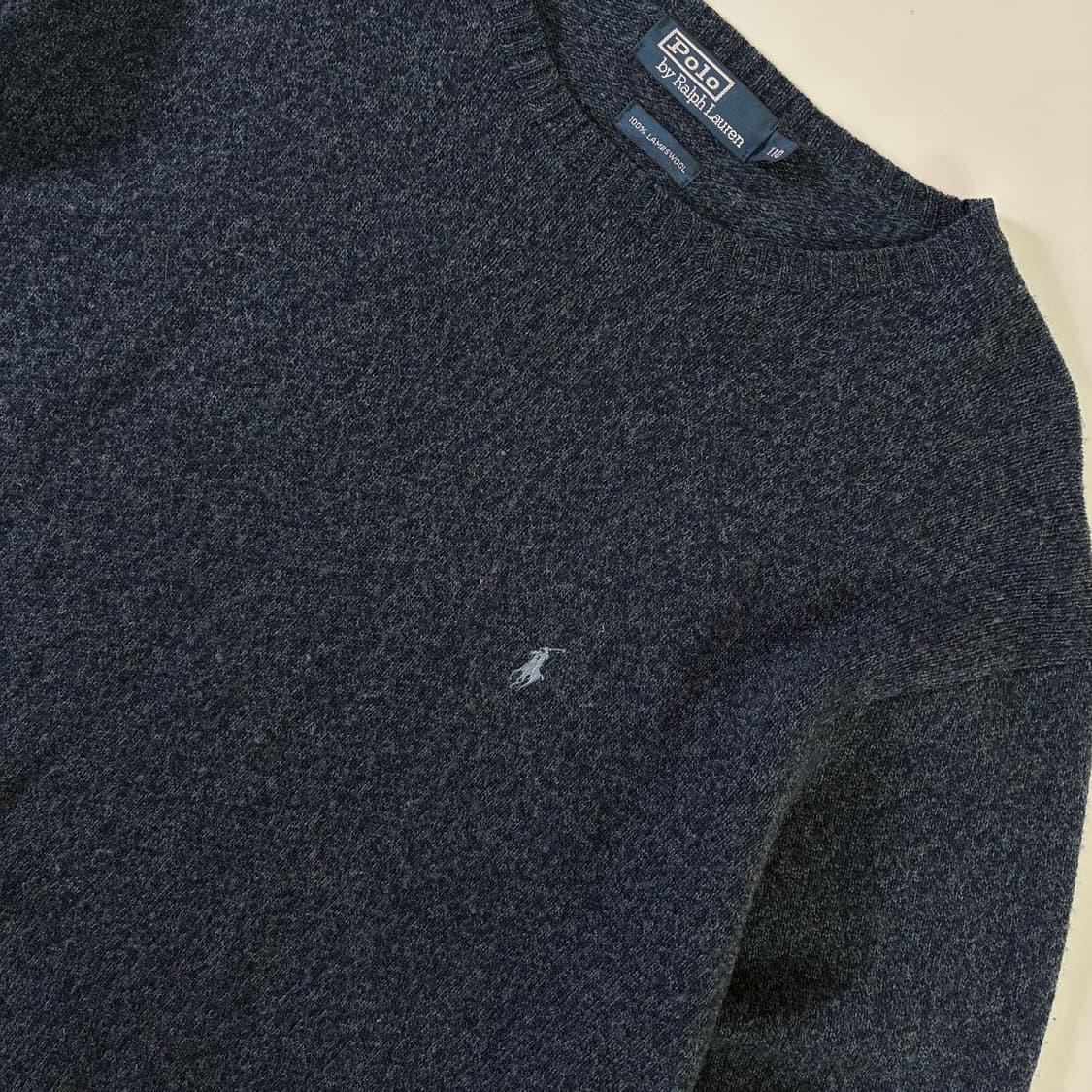 Polo  폴로 랄프로렌 90,s 자수 램스울 다크네이비 라운드 니트   상품이미지3