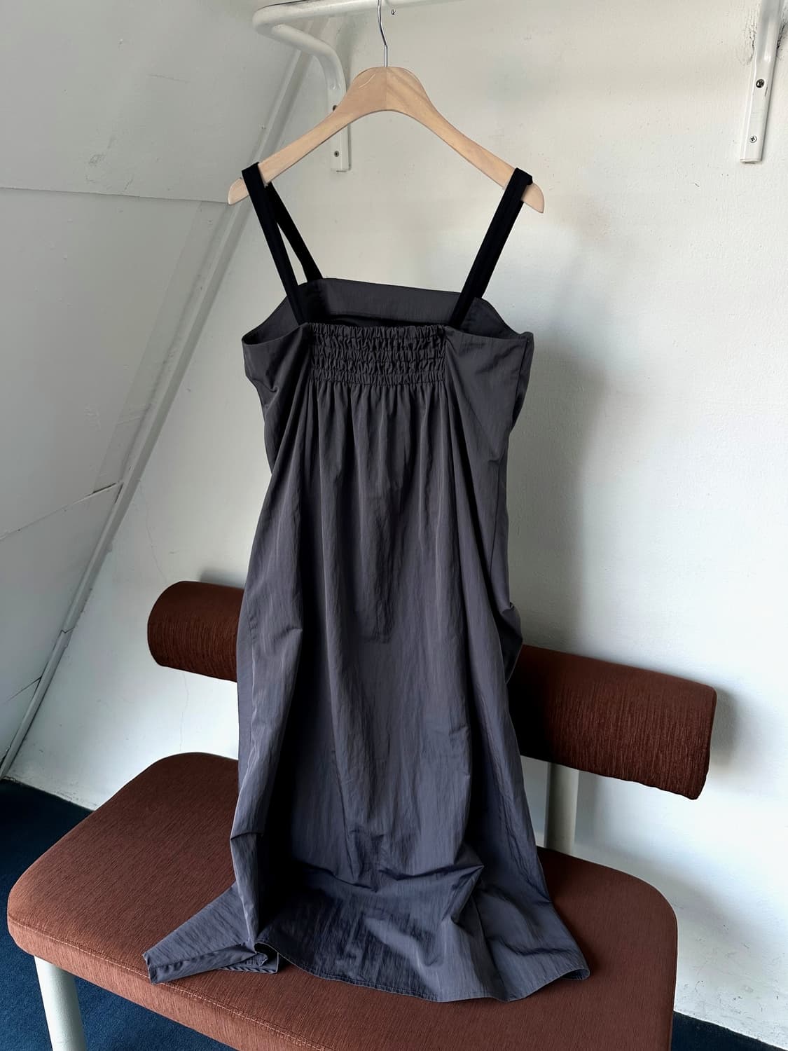 Washed poly nylon shirred design dress 상품이미지4