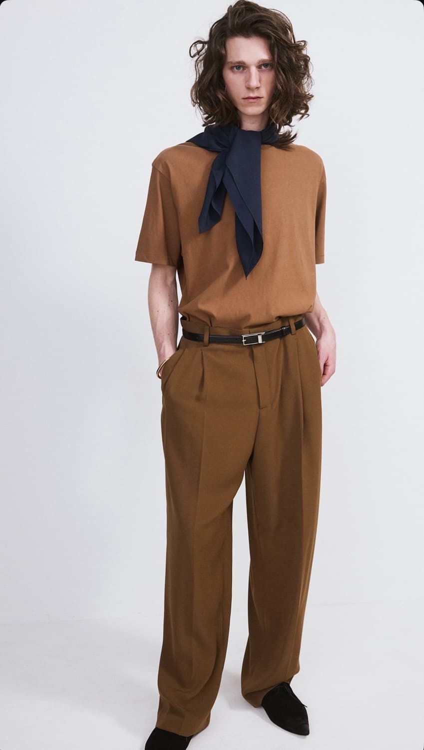 렉토 26SS 플루이드 턱 디테일 수트 팬츠 오커 상품이미지4