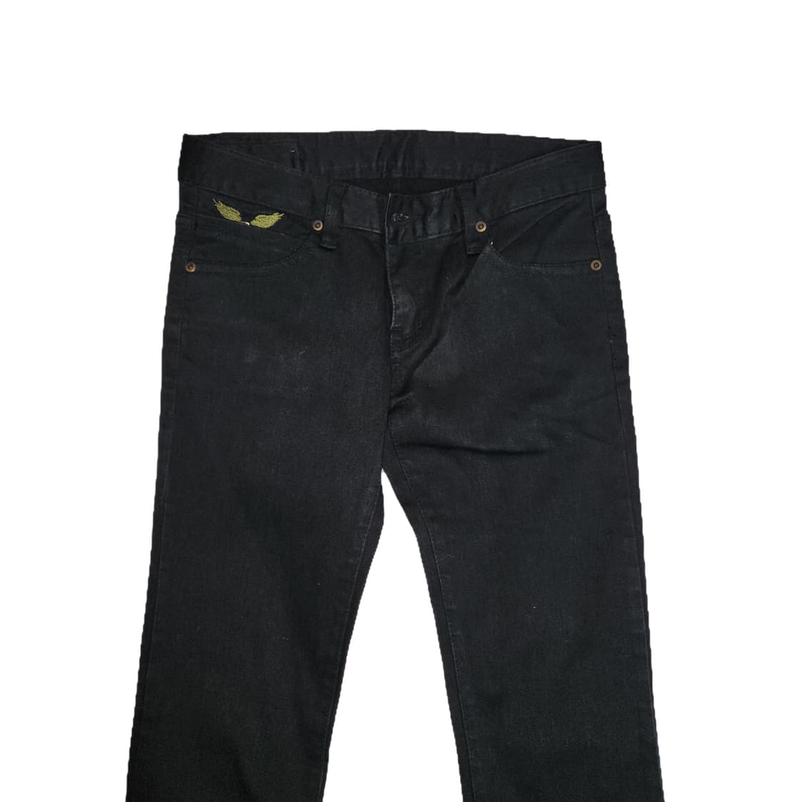 이모&펑크 날개 자수 스키니 블랙진 상품이미지2