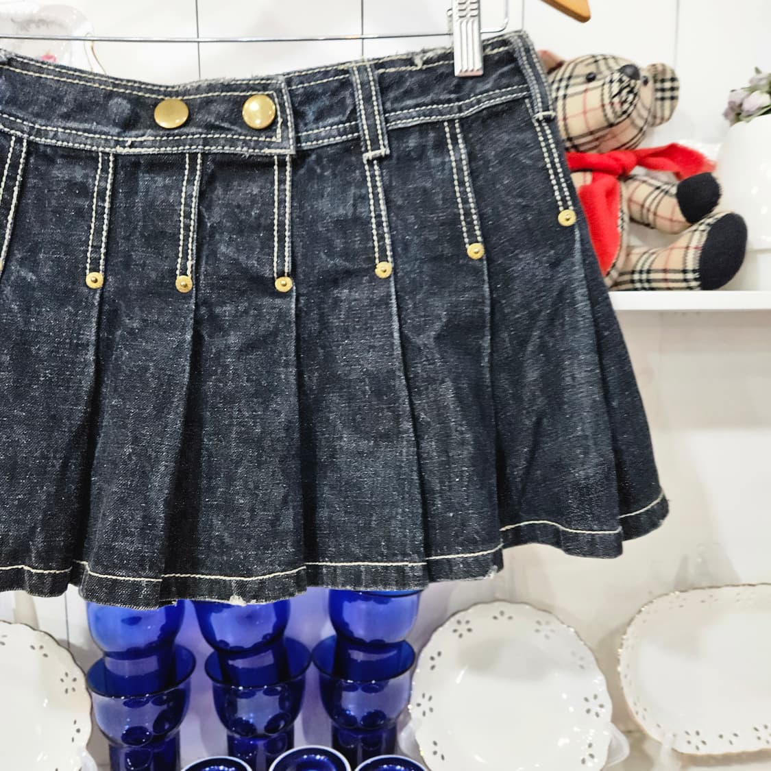 데님 플리츠 미니스커트 상품이미지2
