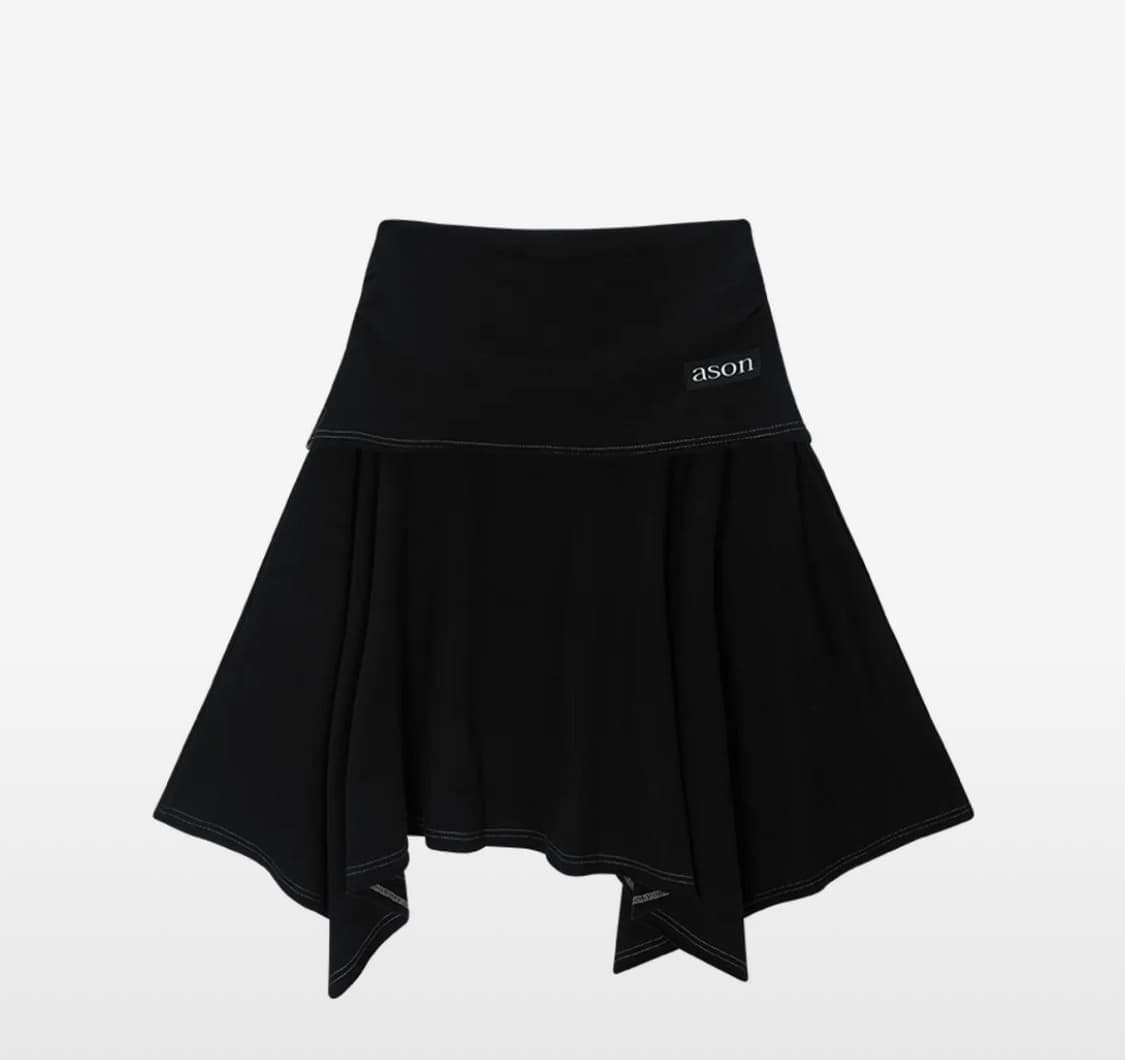 애즈온 레나 언발란스 스커트 블랙 상품이미지3