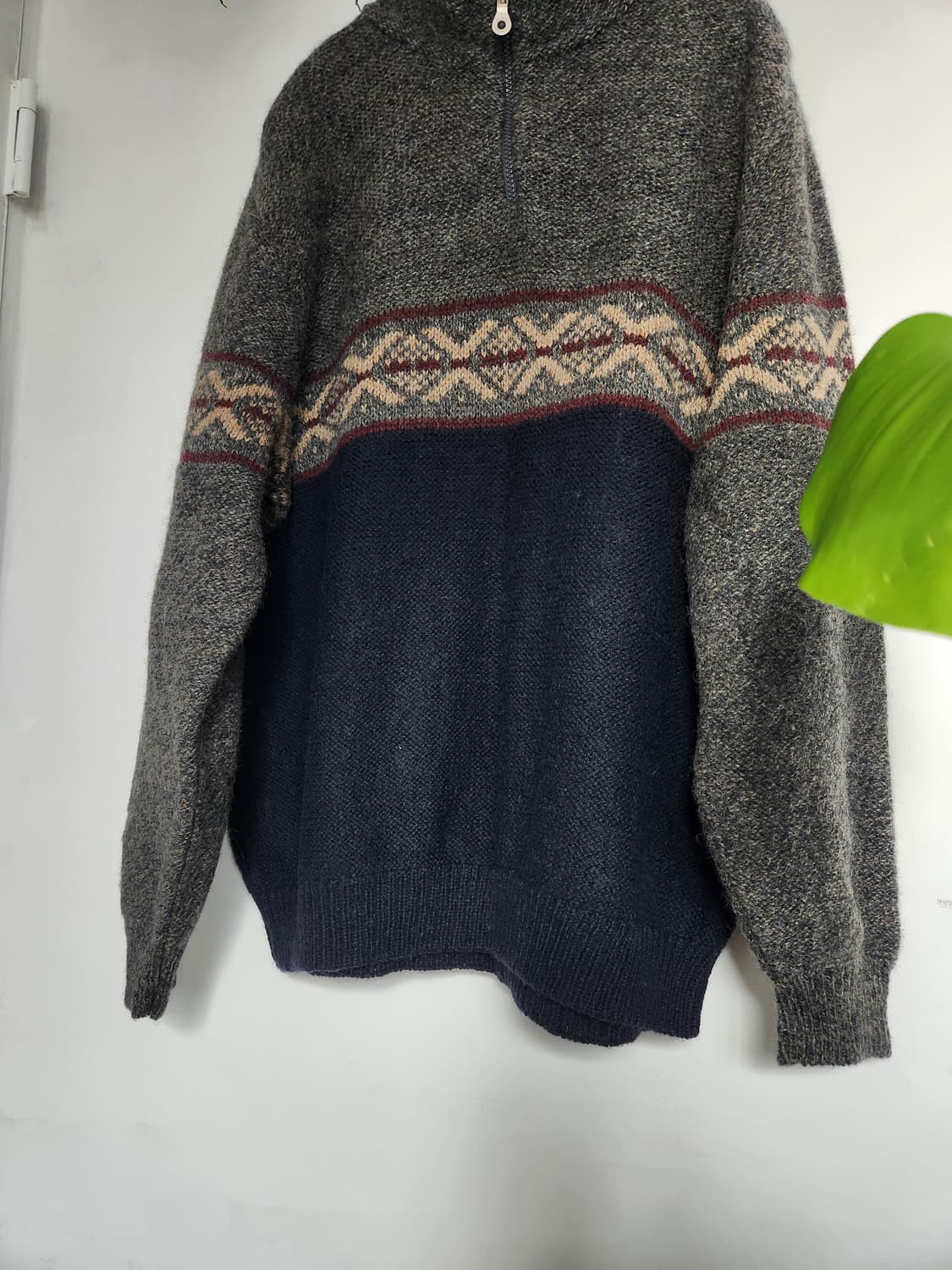 80s 랜즈엔드 노르딕 쿼터 집업 니트(USAmade) 상품이미지4