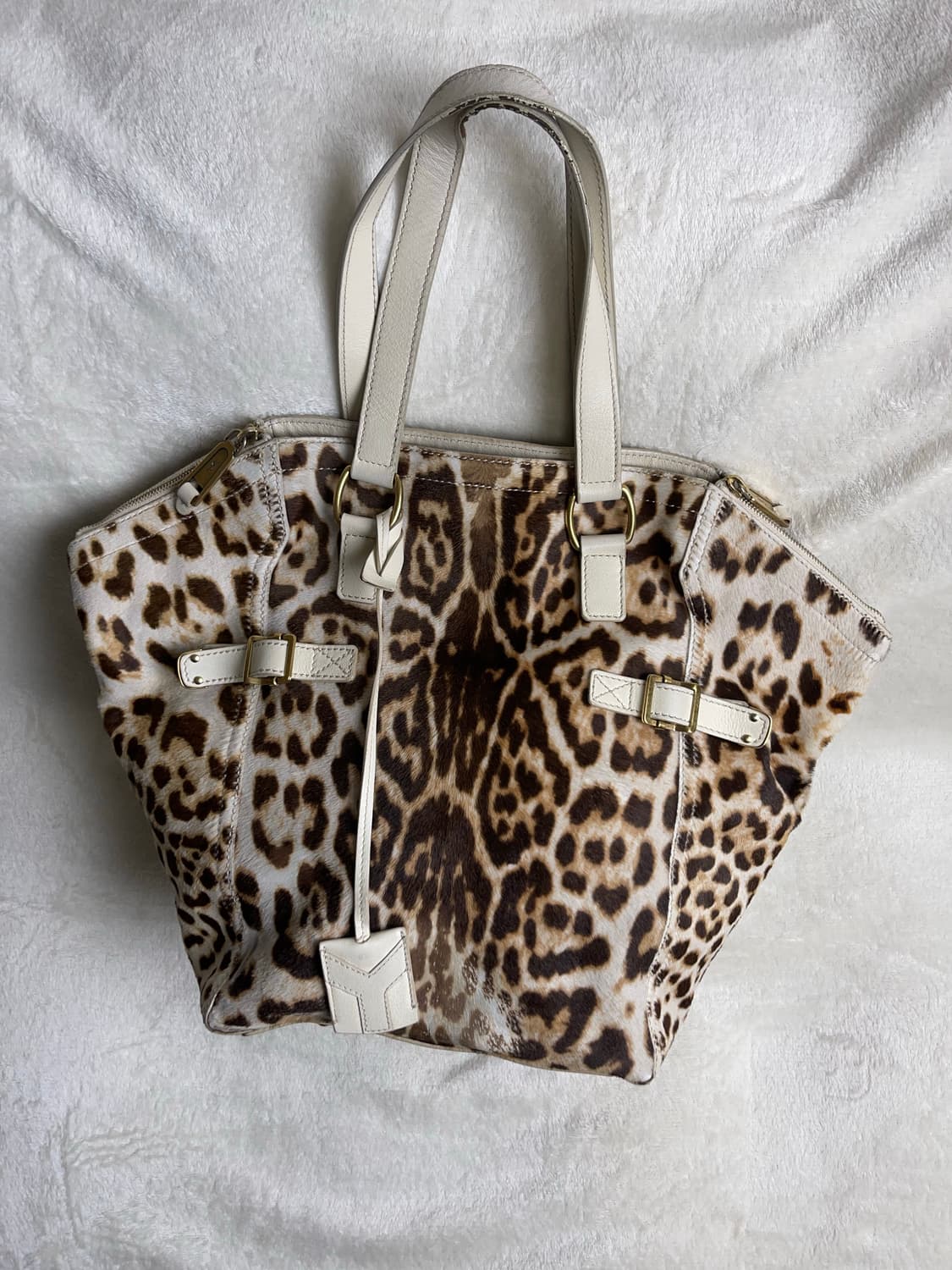 (Rare)입생로랑 다운타운 레오파드 프린트 포니 헤어 토트백 상품이미지1