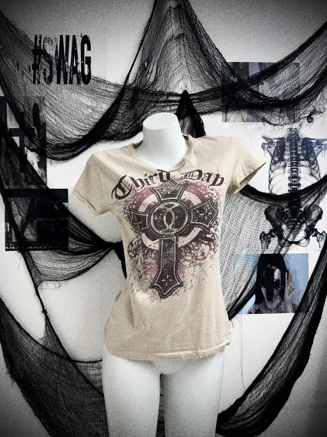 00s cross grunge printing halfsleeve 상품이미지1