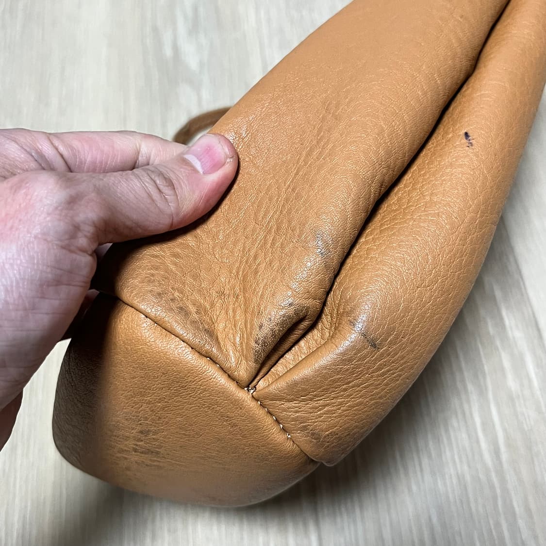 (OS) 천연가죽 100% 소가죽 공방 핸드메이드 카멜 클러치 토드백 상품이미지3