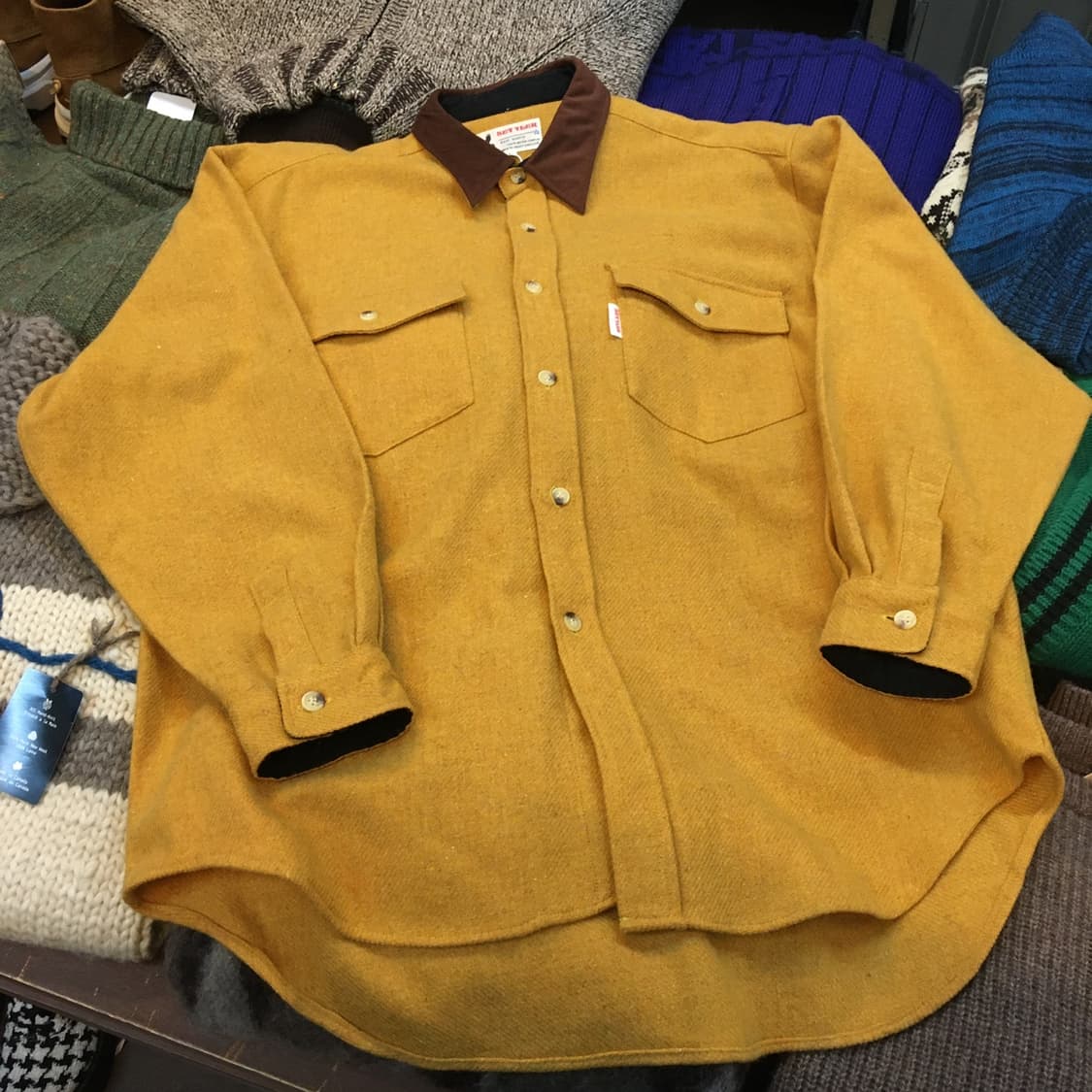 SET TLER 울 혼방 머스타드 워크 셔츠 L 일본 빈티지 일본 생산 상품이미지1