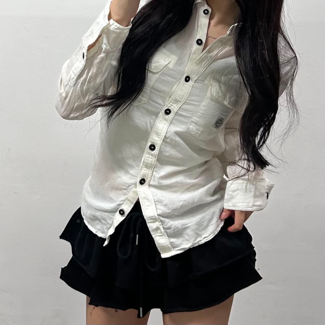 스톤아일랜드 빈티지 화이트 린넨 셔츠(95) 상품이미지3