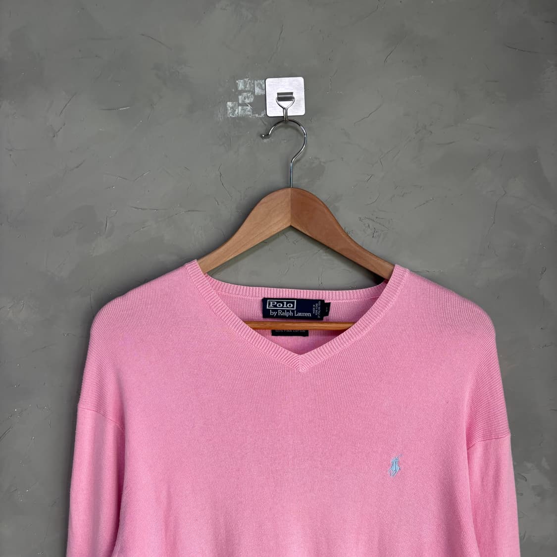 폴로 랄프로렌 피마코튼 브이넥 니트 핑크 상품이미지2