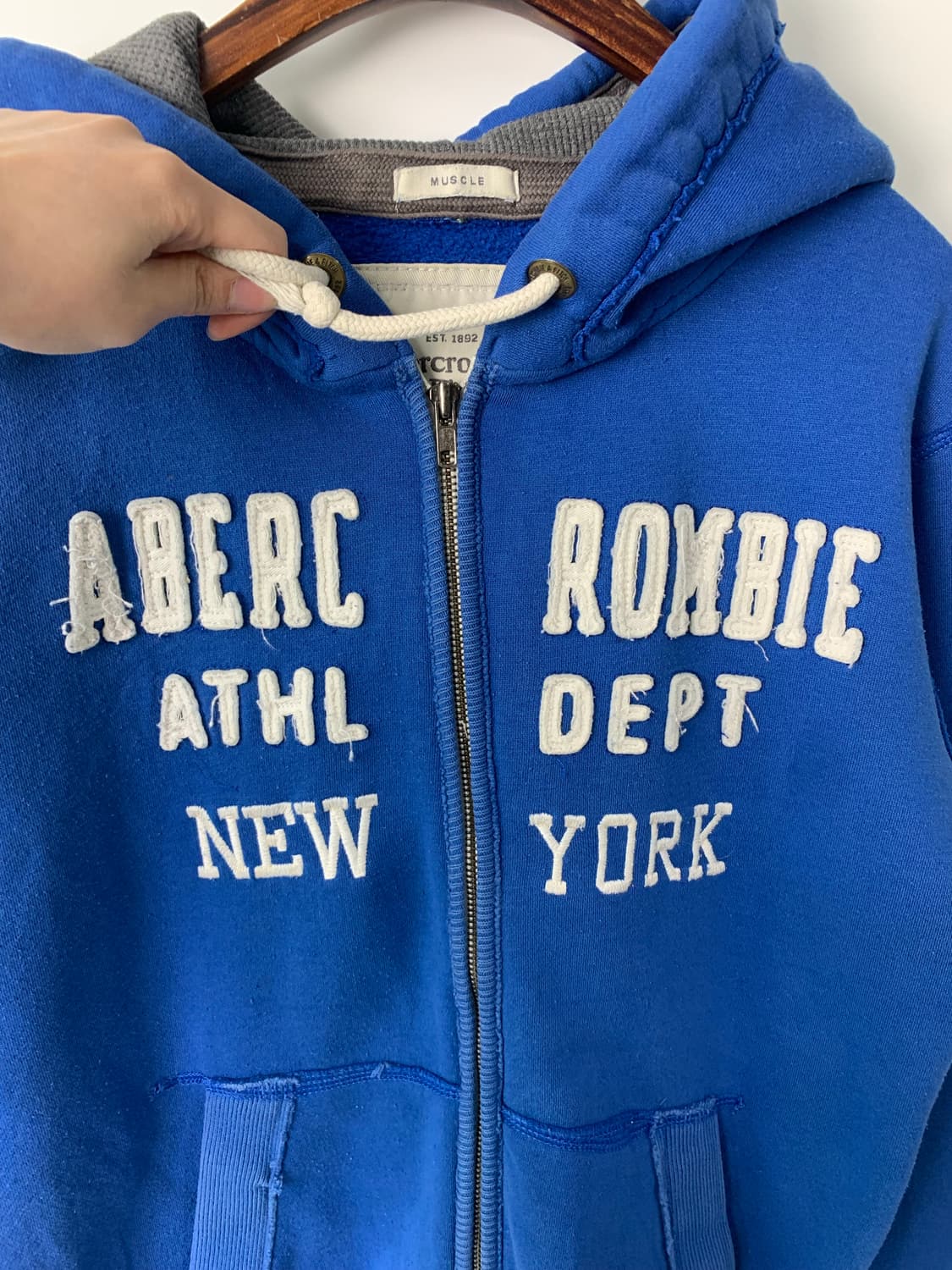 아베크롬비 y2k 와투케 헤비코튼 블루 후드집업 상품이미지4