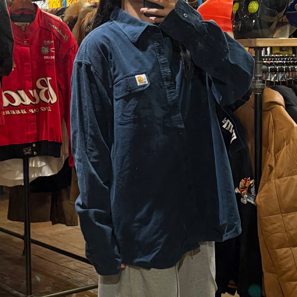 [HI] Carhartt 칼하트 투포켓 긴팔 셔츠 네이비 상품이미지4