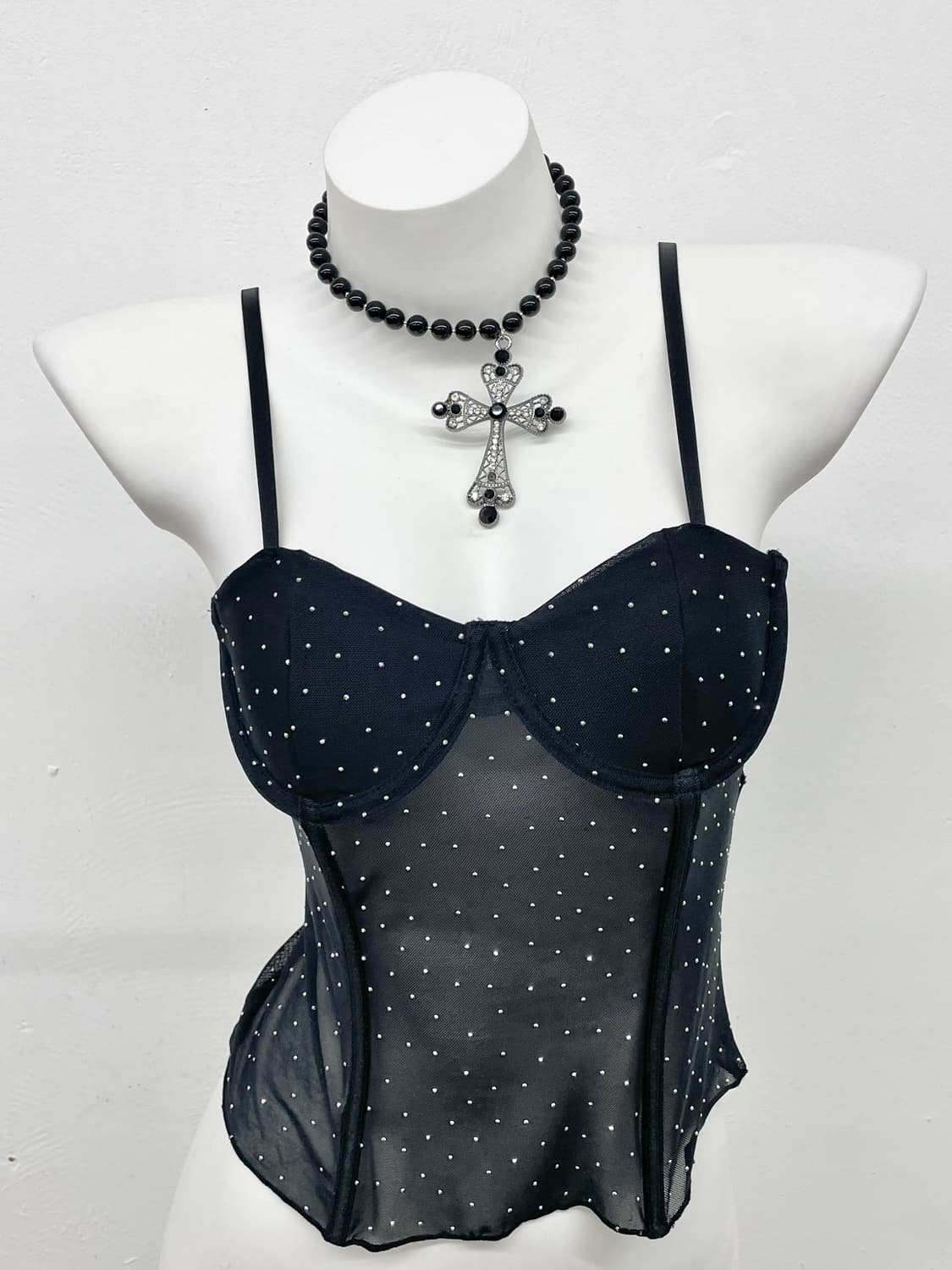 메쉬 도트 핫픽스 코르셋 상품이미지2