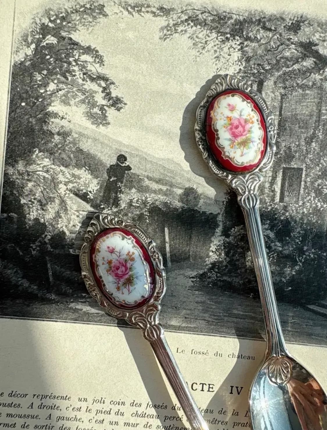 일본 실버플레이트 포셀린장식 티스푼세트 상품이미지3