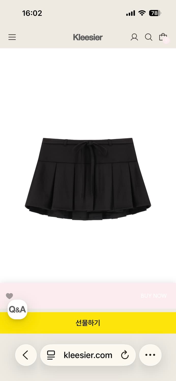 클리시어 허깅 리본 플리츠 스커트 블랙 m 상품이미지1