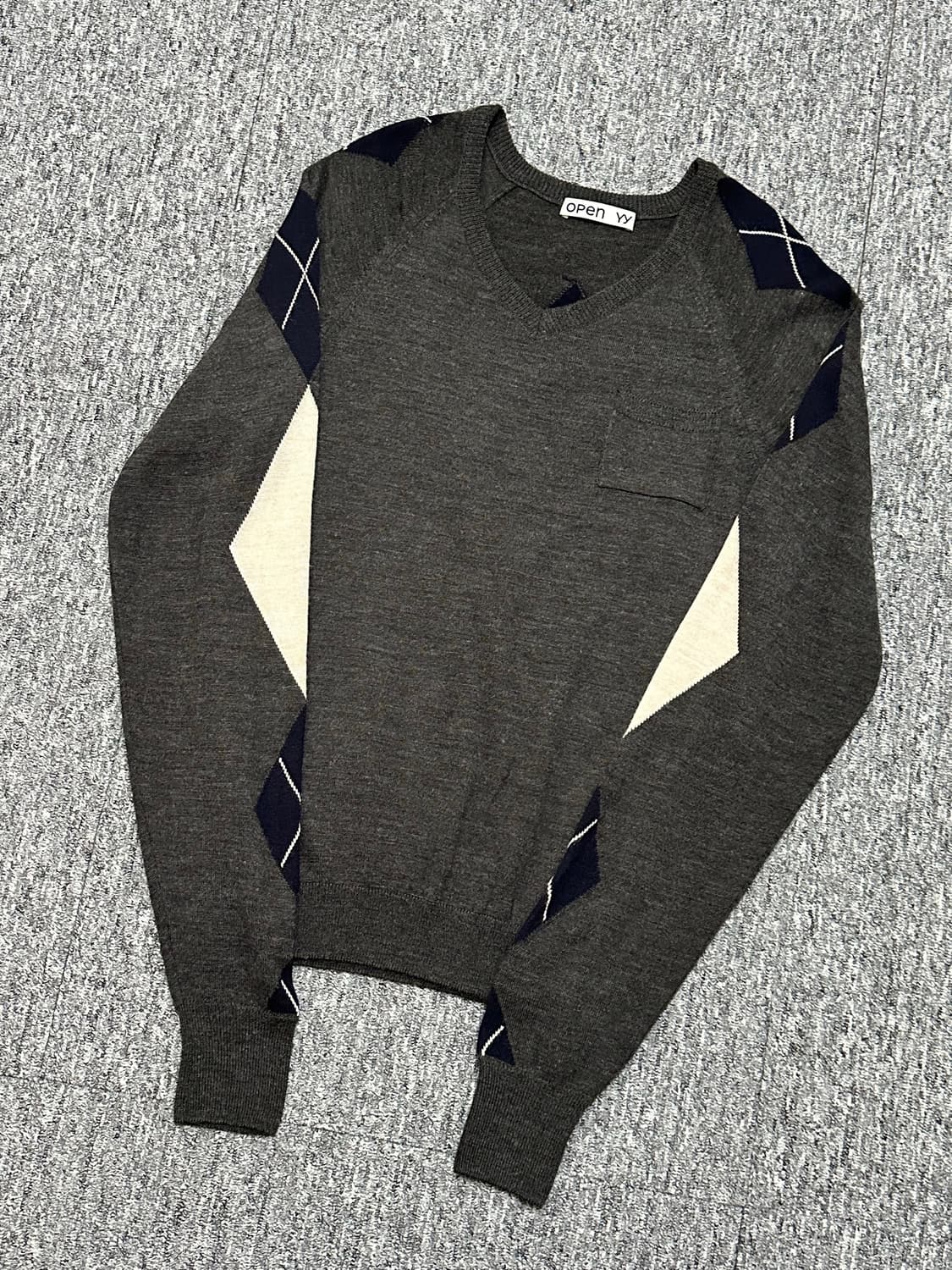 Open yy 오픈와이와이 아가일 v넥 니트 ARGYLE V-NECK 상품이미지2