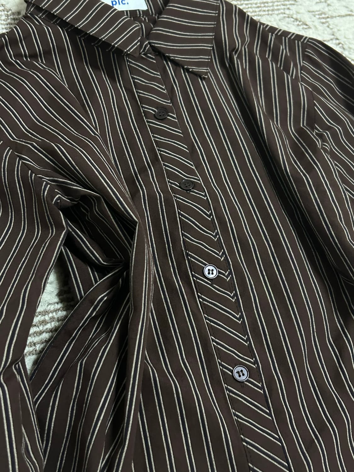 브라운 스트라이프 긱시츠 셔츠 블라우스 상품이미지2