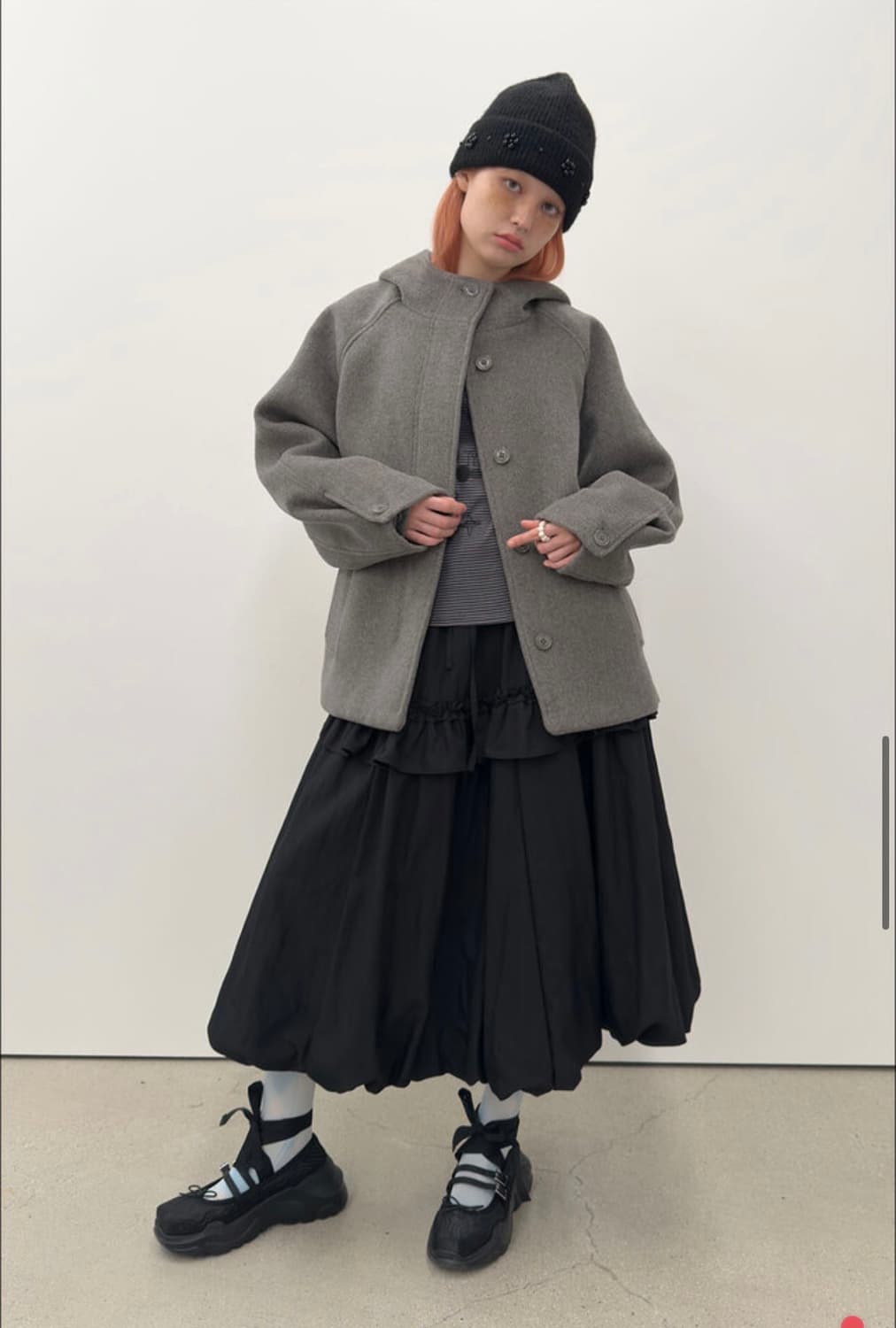 타입서비스 후디드 하프 코트 그레이 상품이미지7