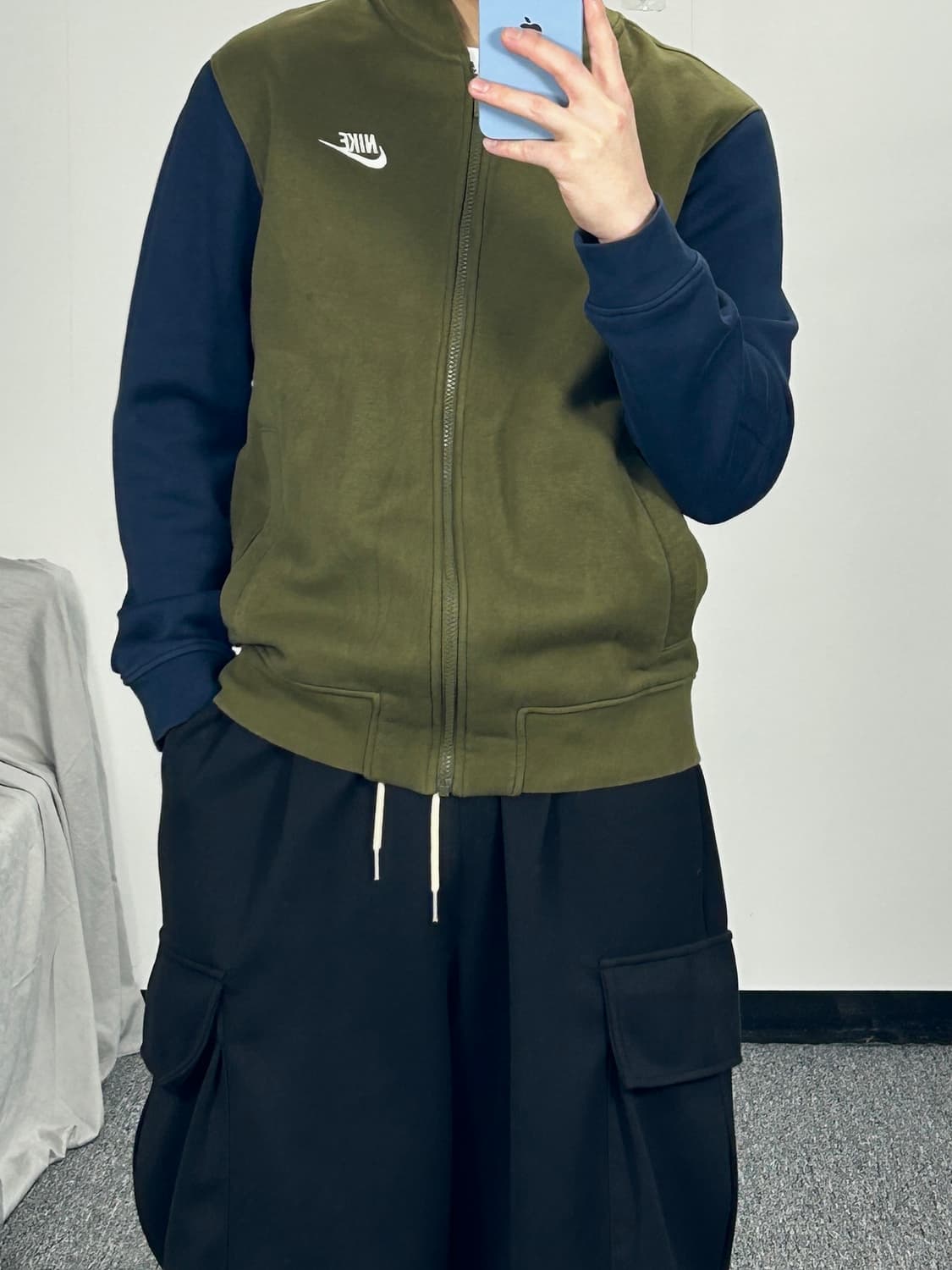 나이키 네이비 카키 배색 자켓 져지 M  상품이미지2