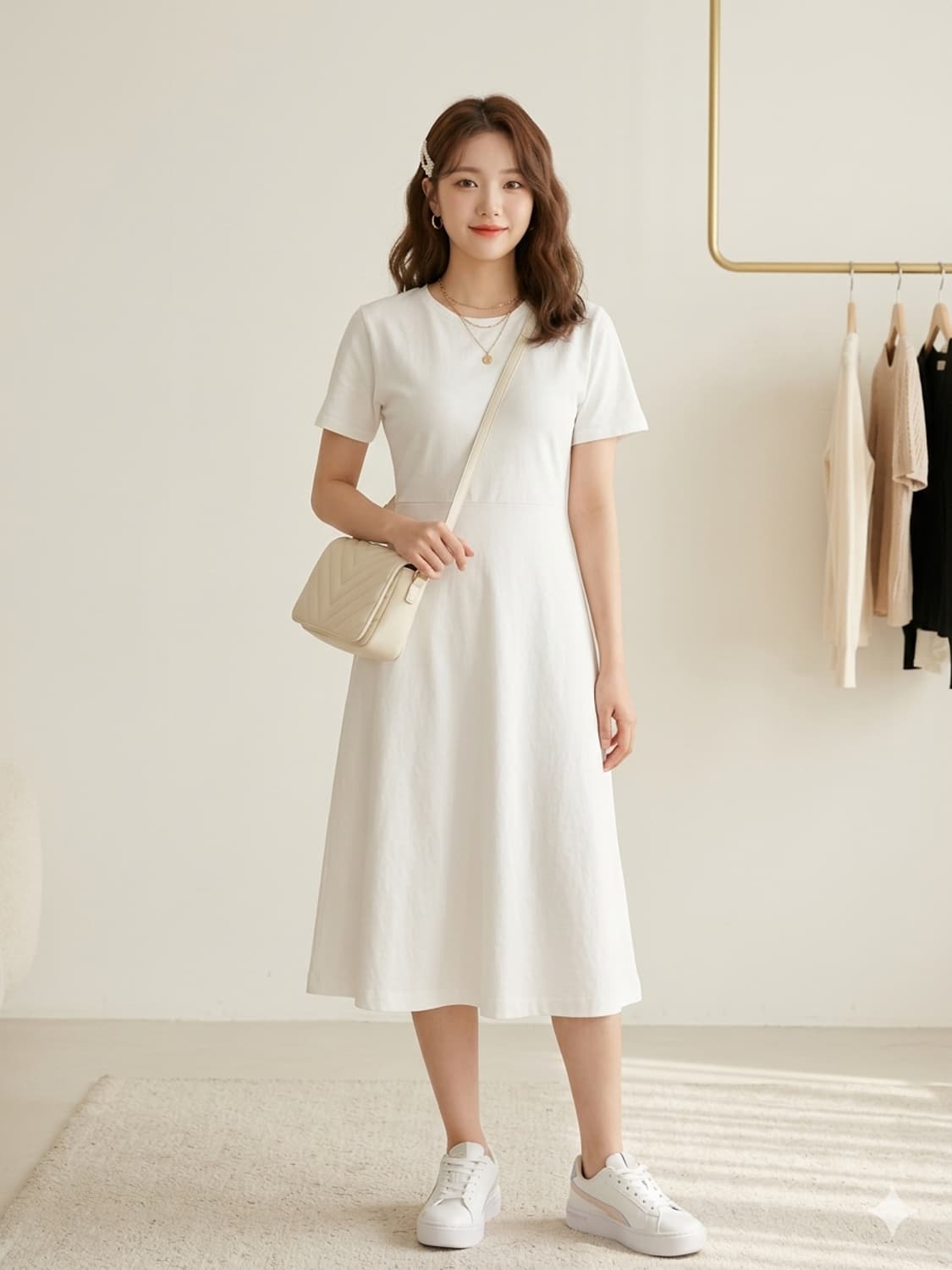 COS 코스 화이트 반팔 플레어 원피스 상품이미지1