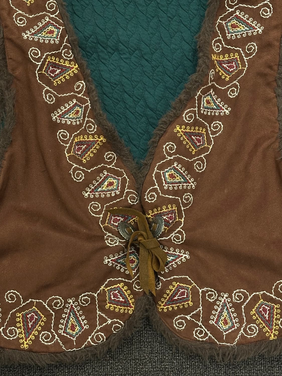 15)TITICACA 빈티지 웨스턴 자수 퍼 디테일 레더 베스트 상품이미지2