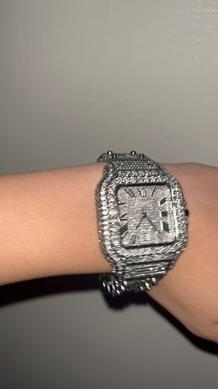 정가200 판매 iced Cartier santos 풀 모사나이트 시계 상품이미지4