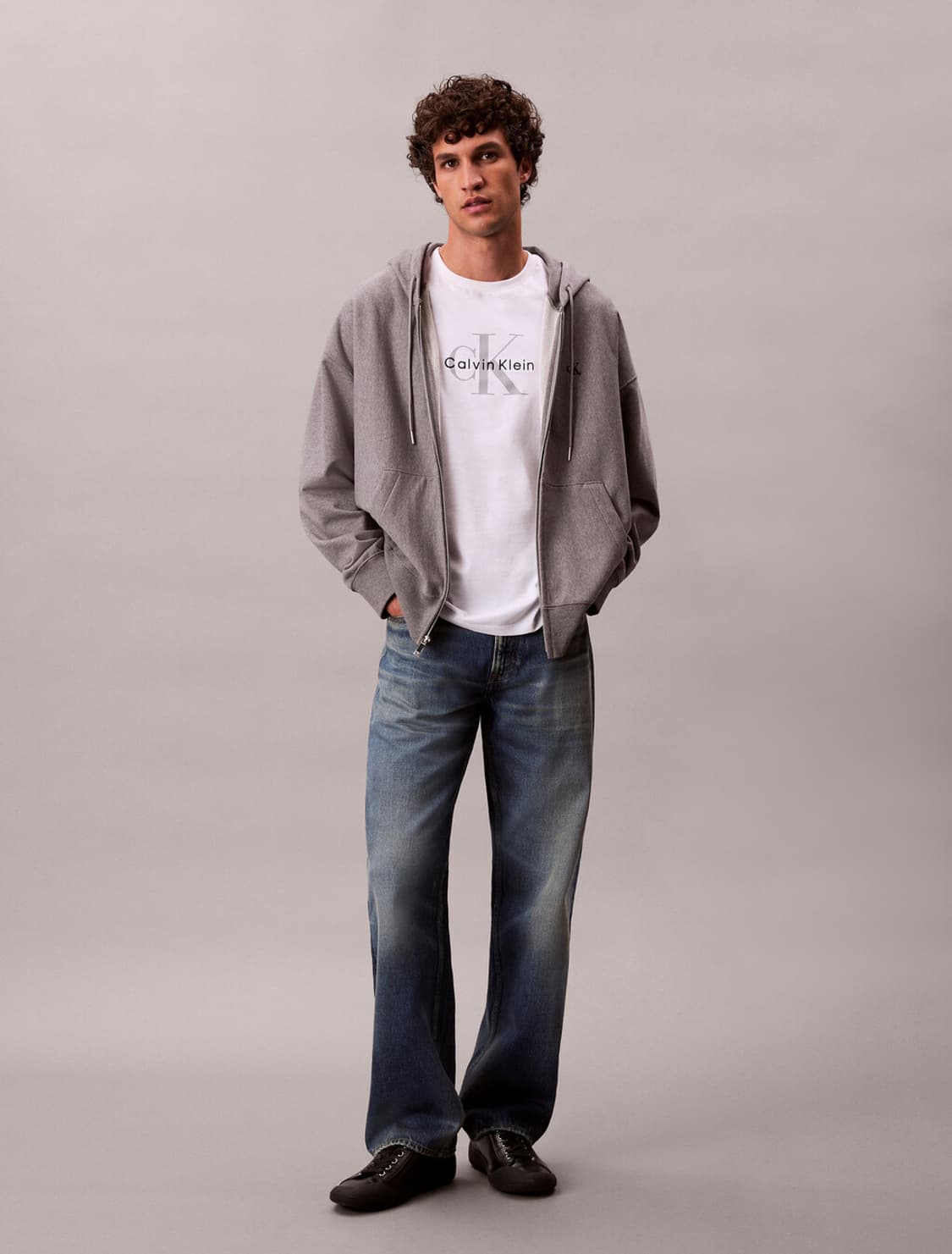 캘빈클라인 CK 아카이브 자수 약기모 후드집업 자켓 L 상품이미지2