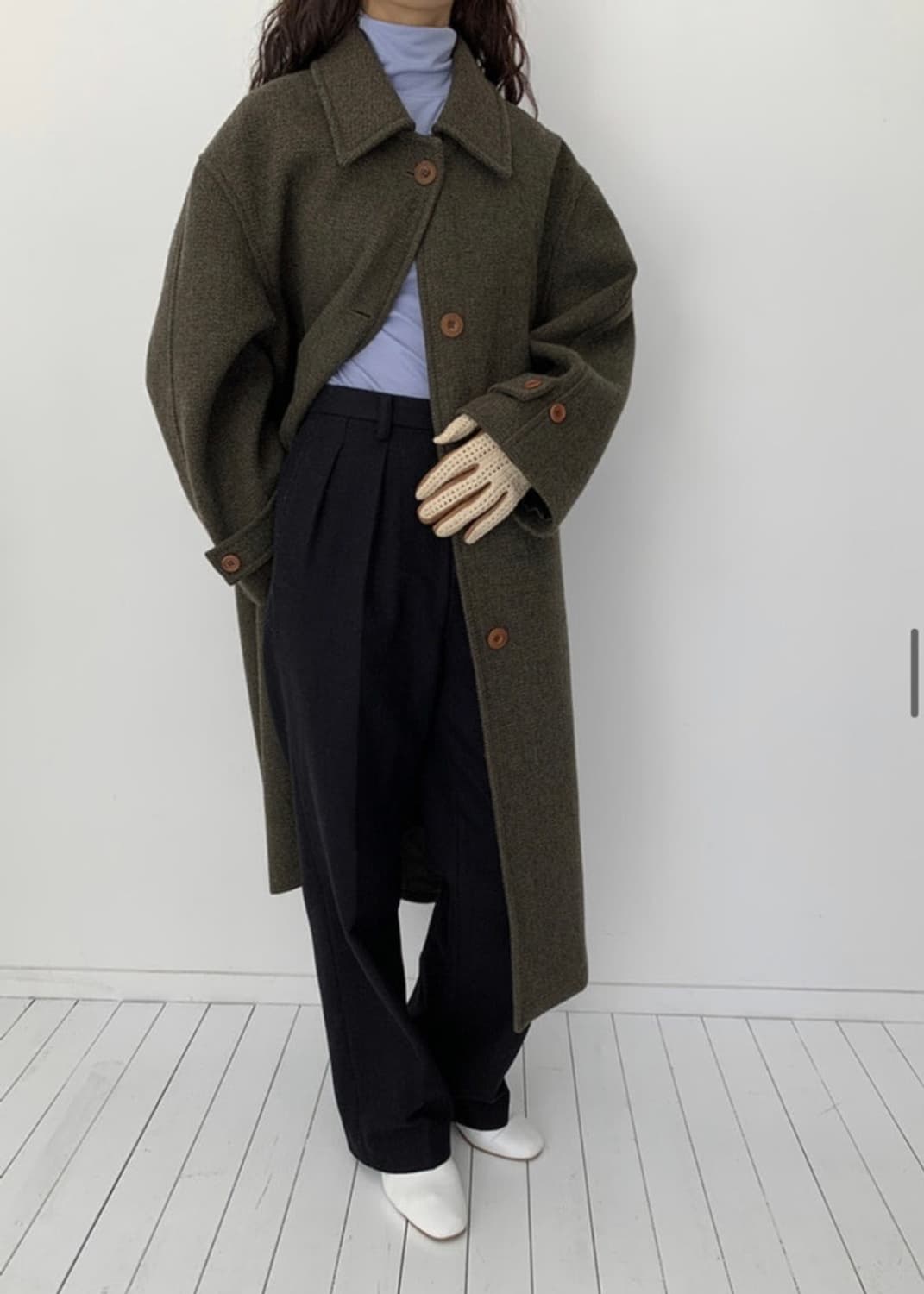 모데스트무드 누벨 코트 카키 브라운 상품이미지2